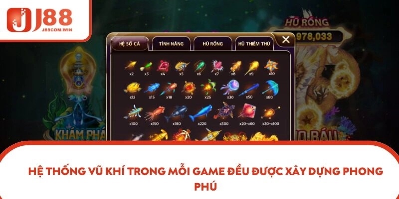 Hệ thống vũ khí trong mỗi game đều được xây dựng phong phú
