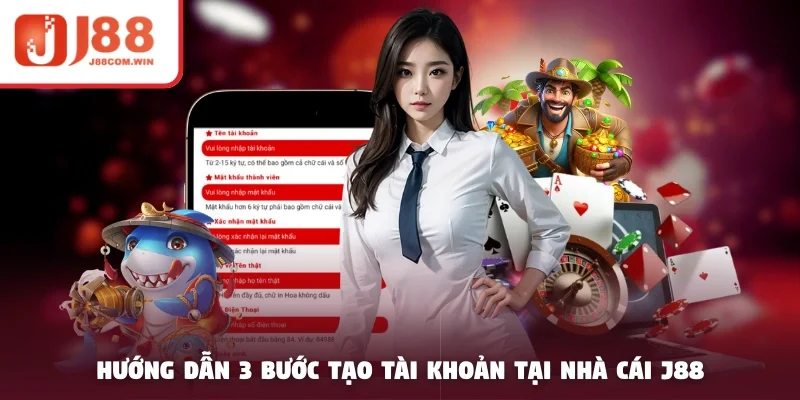 Hướng dẫn 3 bước tạo tài khoản tại nhà cái J88